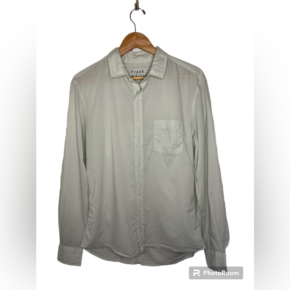 Frank & Eileen featherweight cotton voile “Luke shirt, pale green, men’s S